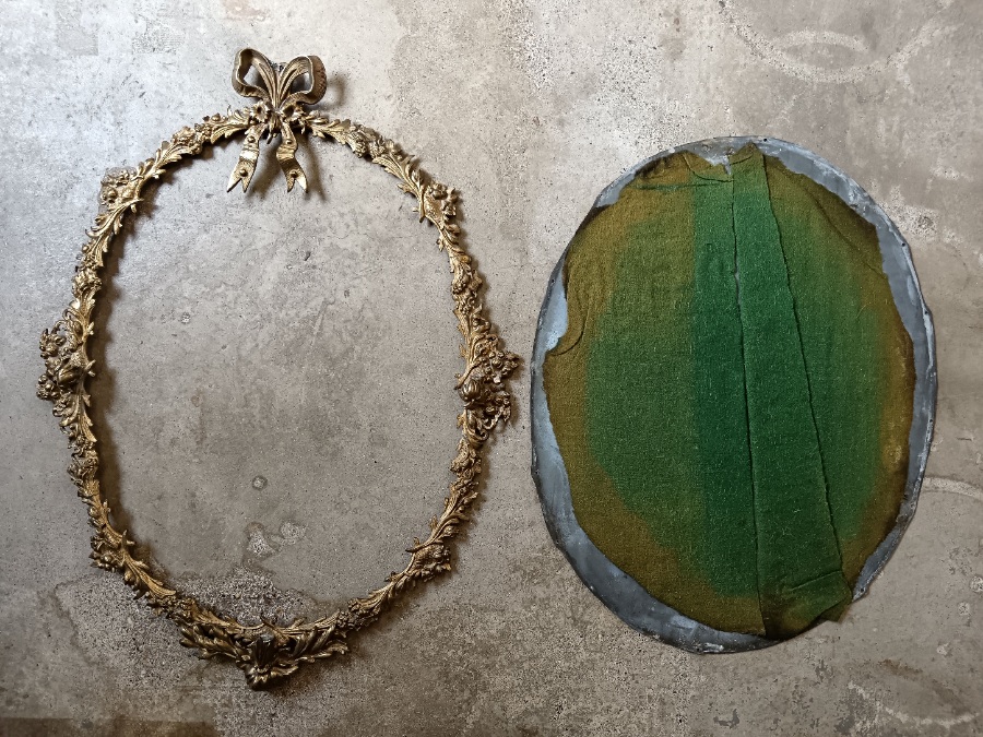 Fine Antique French Louis XVI Gilt Bronze Oval Wall Mirror, c.1880(3).jpg